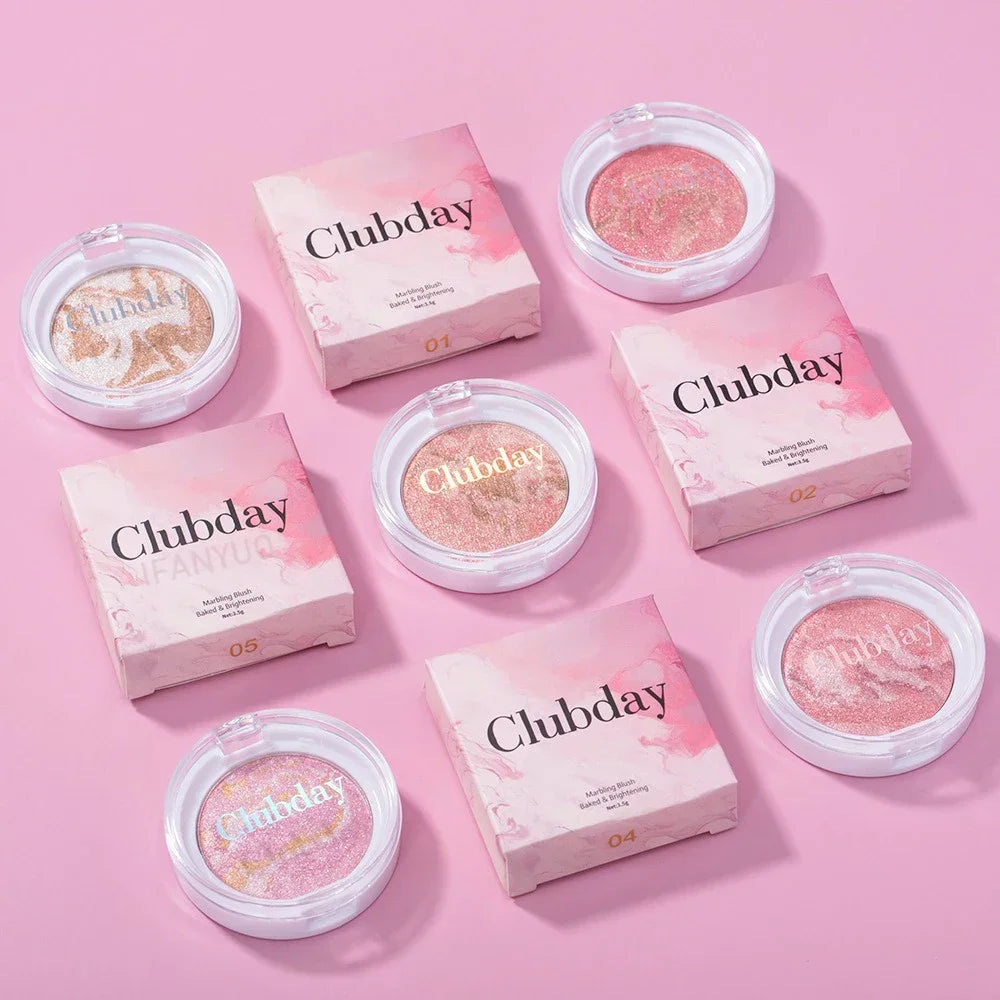 Pearly Blush Marble Pattern Face Baked Brighten Blush Highlight Long-lasting Natural Highgloss High Pigment Contour Face Makeup - AliExpress 66