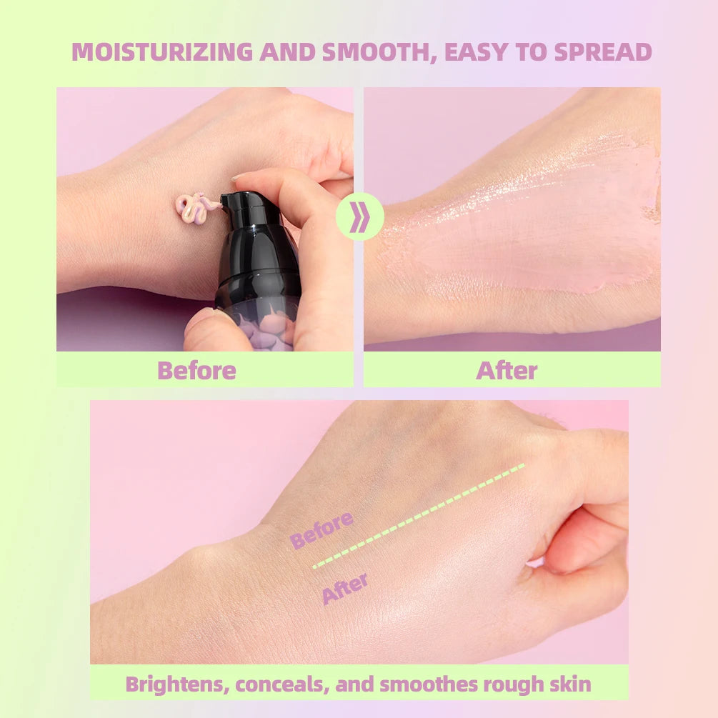 QIBEST Face Makeup Primer Tri-color Cream Brighten Contour Color Isolation Waterproof Foundation Natural Makeup Base Cream - AliExpress 66