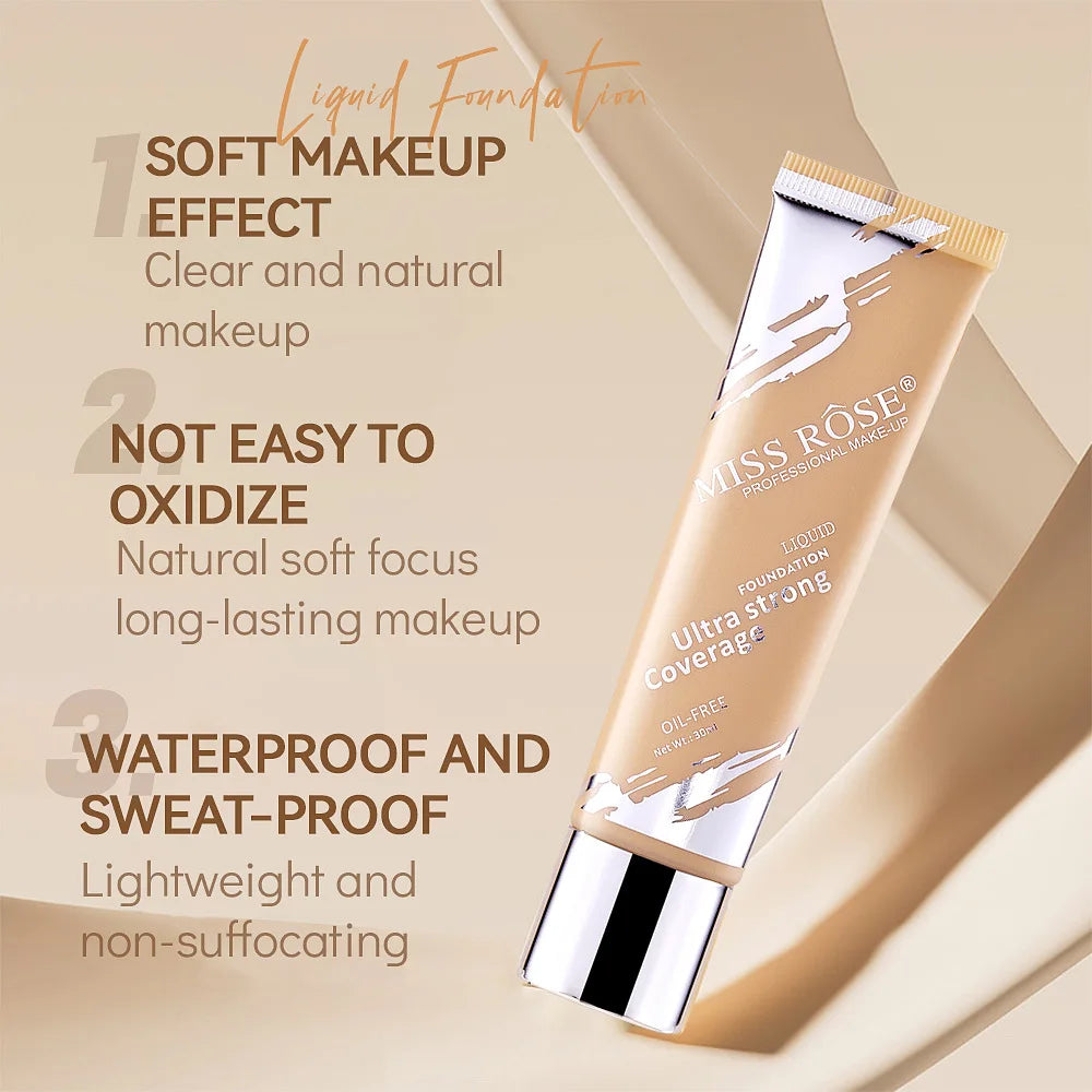 Oil?control LongLasting Foundation Cream Natural Buildable Coverage Concealer Makeup Base Sweat Proof Non?fading Facial Cosmetic