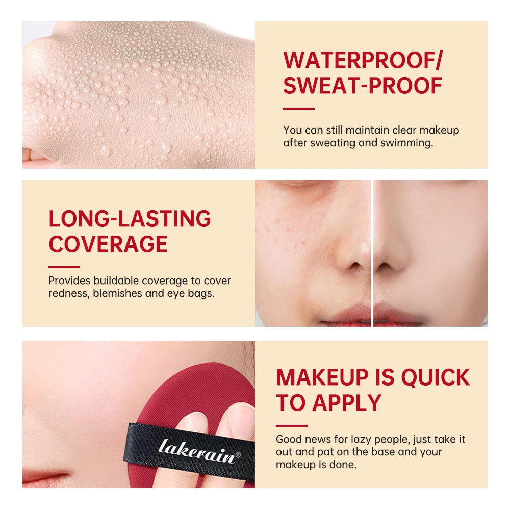 Long-lasting Coverage Sunscreen Air Cushion Poreless Bb Cream Waterproof Oil-Control Soft Face Makeup Foundation Base Cosmetics