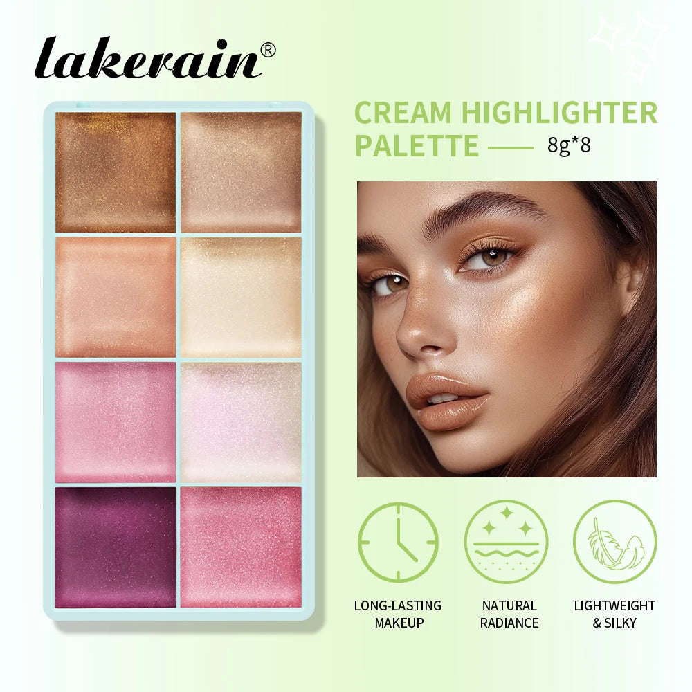 8Colors Cream Highlighter/Brow/Blush Palett Face Brighten Highlighter Blush&Contouring Shimmer Waterproof Makeup Tool Cosmetics - AliExpress 66