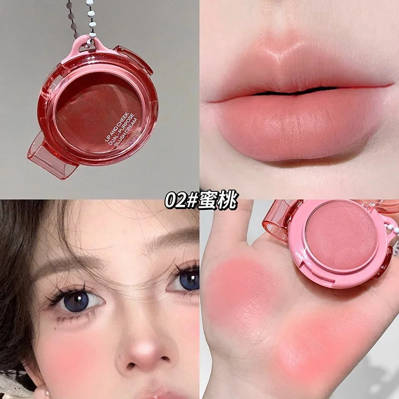 Matte Rose Purple Blush Cream Lip Cheek Multi-Use Lip Mud Lipstick Monochrome Blusher Brightening Face Easy Color Rouge Makeup