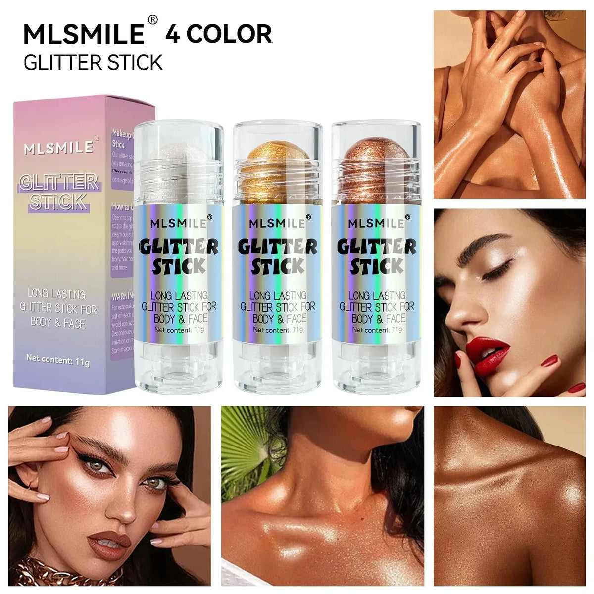 4 Colors 3D Highlighter Bar Shimmer Glitter Stick Long-Lasting Face Contour Bronzer Cream Body Makeup Brightening Cosmetic Stick - AliExpress 66