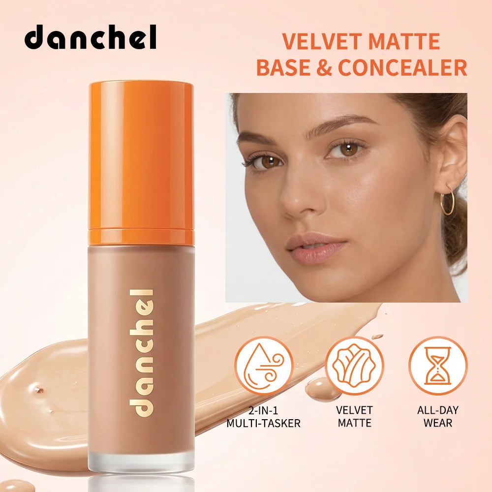 2 in1 Concealer & Foundation Long-lasting Hold Velvet Matte Finish High Coverage Oil Control Skincare Matte Concealer Foundation