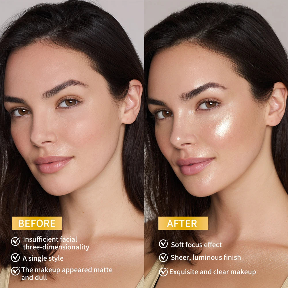 Highlighter Powder LongLasting Waterproof Face Instant Silky Skin Glow Baked Shimmer Illuminator Makeup Contouring Glitter - AliExpress 66