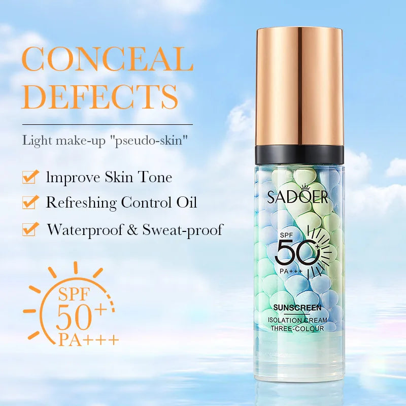 Face Makeup Primer Tri-color Cream Contour Color Isolation Waterproof Makeup Foundation Natural Makeup Base Cream 40g - AliExpress 66
