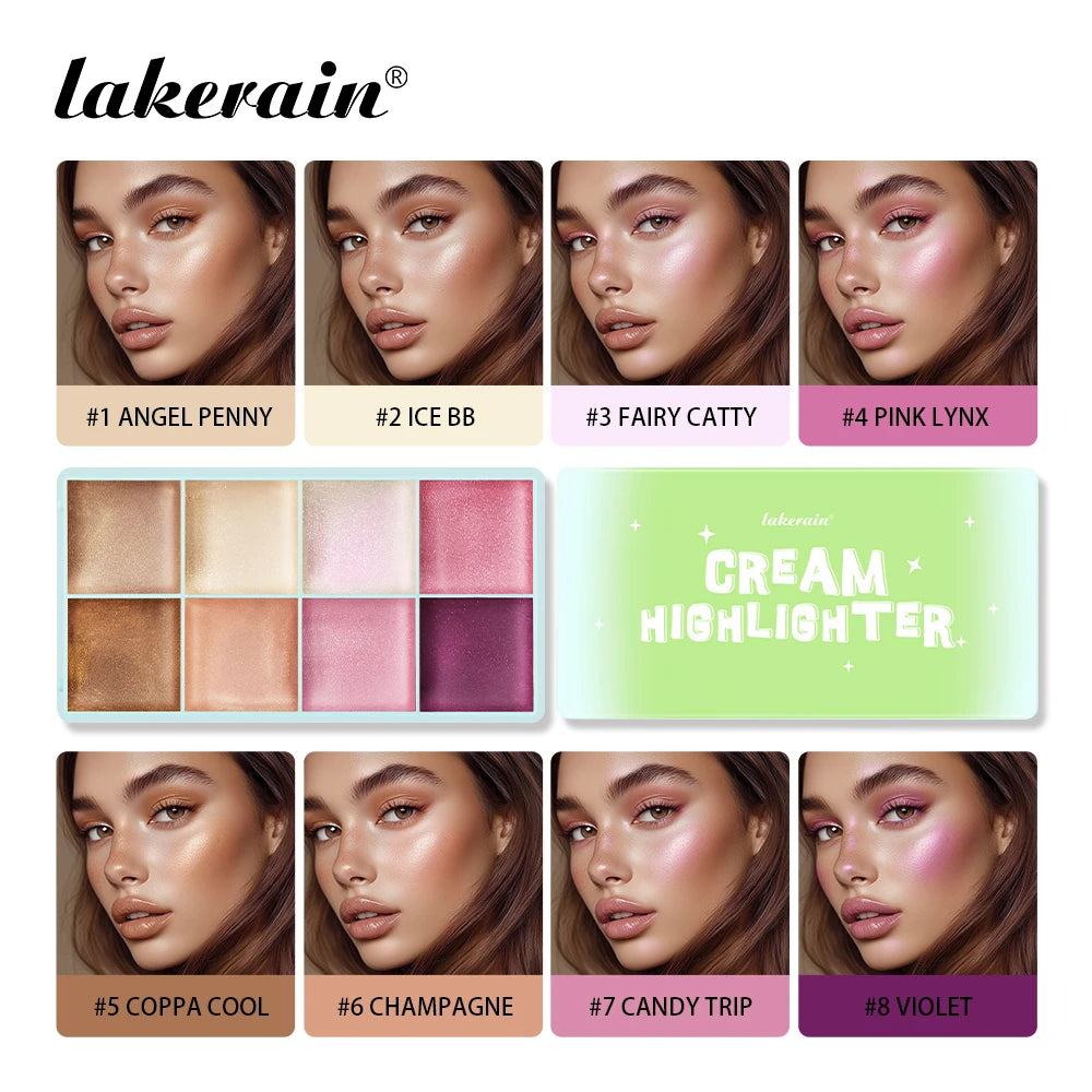 8Colors Cream Highlighter/Brow/Blush Palett Face Brighten Highlighter Blush&Contouring Shimmer Waterproof Makeup Tool Cosmetics - AliExpress 66