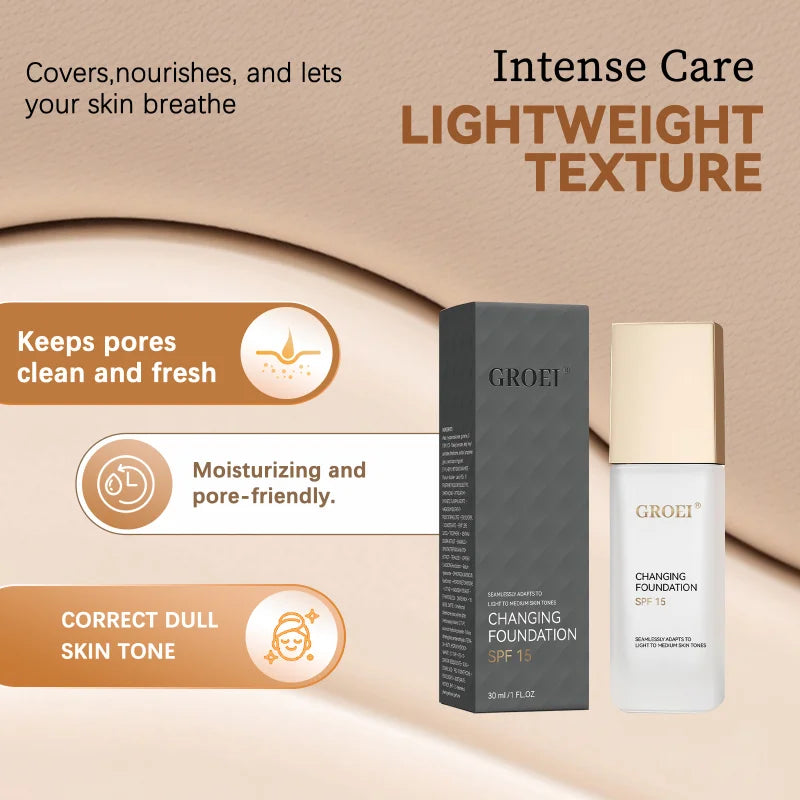 GROEI Changing Foundation SPF 15 - 30ml Adaptive Color Makeup, Auto-Match Your Skin Tone, Lightweight Cover Blemishes & Redness - AliExpress 66