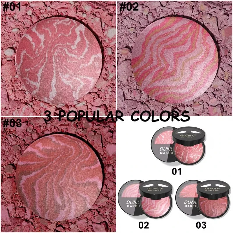 6 Colors Blush Palette Waterproof Lightweight Breathable Long Lasting Smooth Baked Powder Blusher Correcting Foundation
