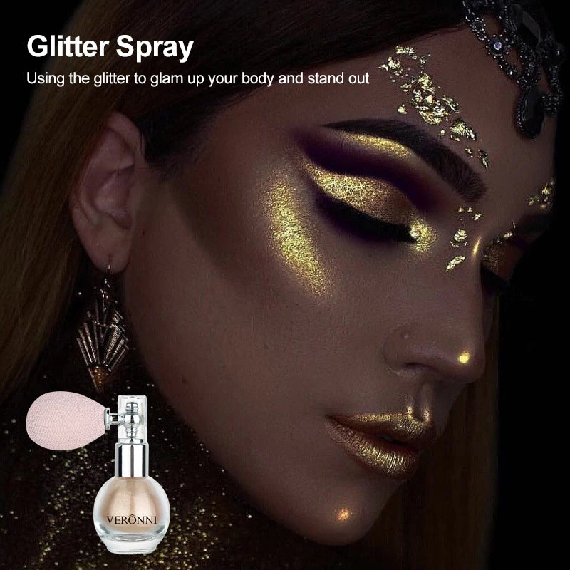 Glitter Body Highlighter Powder Spray Makeup,Shimmer Powder for Body And Face Hair,Parties,Festivals Cosmetic Luminous Effects - AliExpress 66