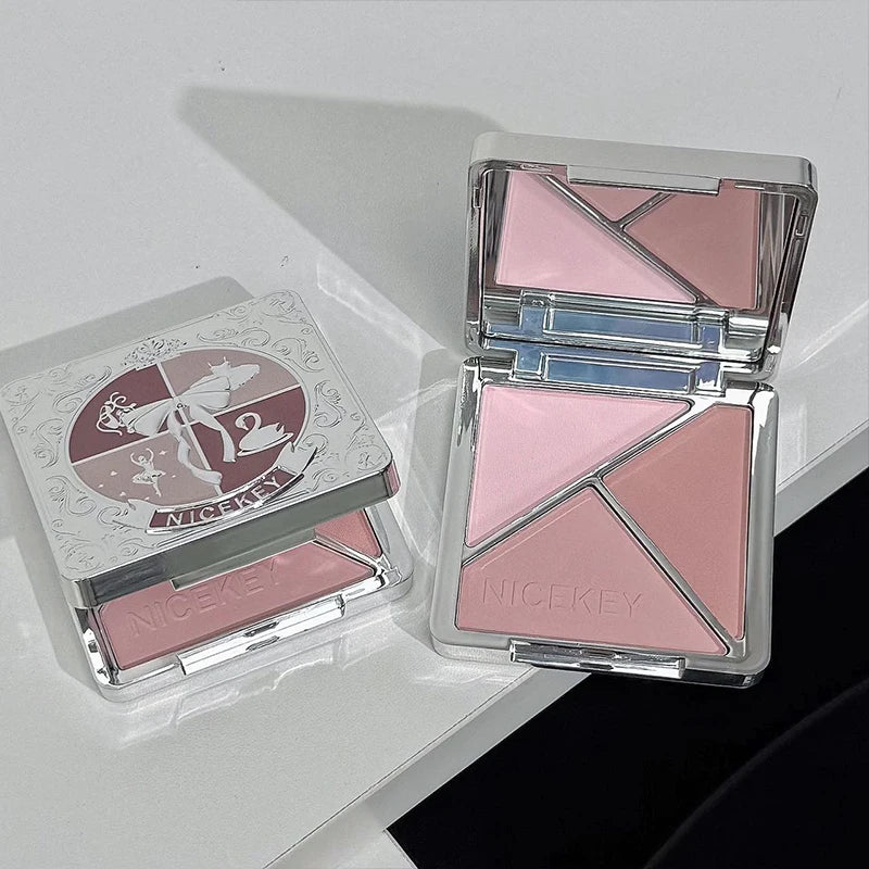 NICEKEY Three-color Matte Blusher Palette Natural Cheek Tint Rouge Pink Cream Blush Makeup Contouring Brighten Face Cosmetics - AliExpress 66