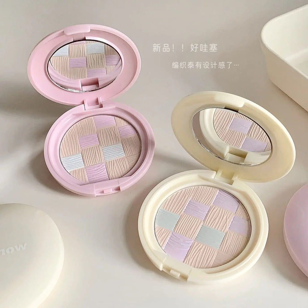 Kakashow Setting Powder Compact, Smooth Non-flying Powder, Natural Fit Even Skin Tone Long Lasting Face Blush Makeup