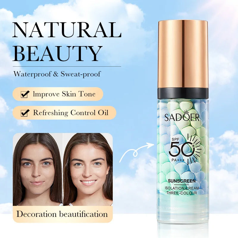 Face Makeup Primer Tri-color Cream Contour Color Isolation Waterproof Makeup Foundation Natural Makeup Base Cream 40g - AliExpress 66