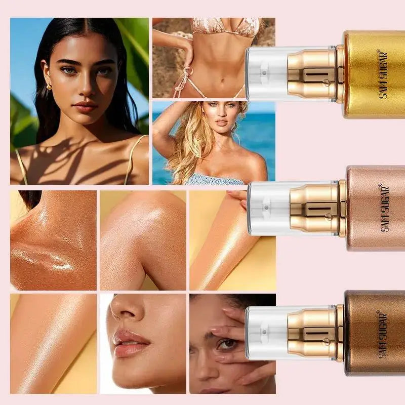 100ml Pearl Rose Gold Shimmer Oil Highlighter For Face Body Glow Bronzer Illuminator Liquid Makeup Shine Brightener - AliExpress 66