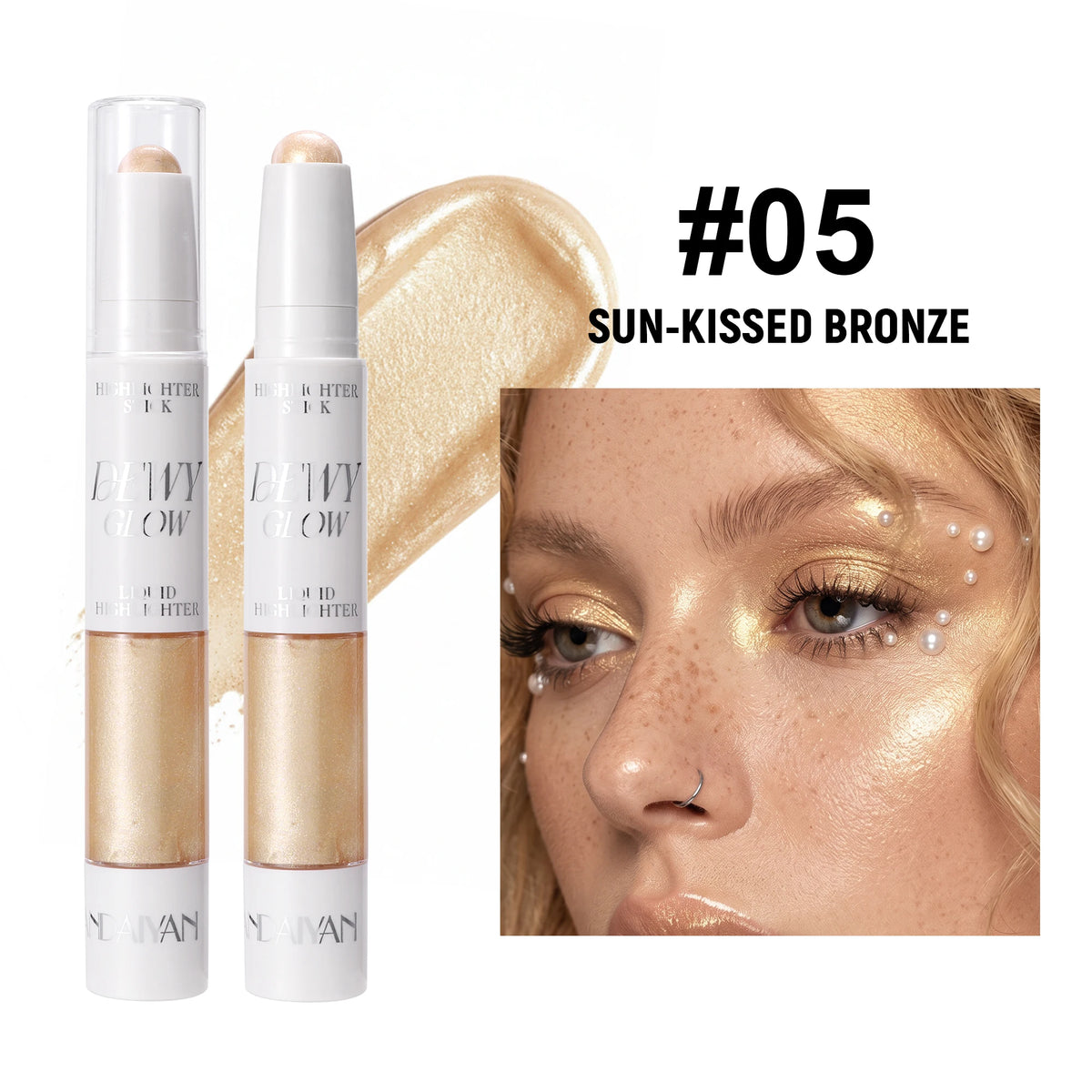 Dual-Ended Contour Highlighter Stick, Nose Shadow Face Sculpting Makeup, Waterproof Long Lasting Easy Blend