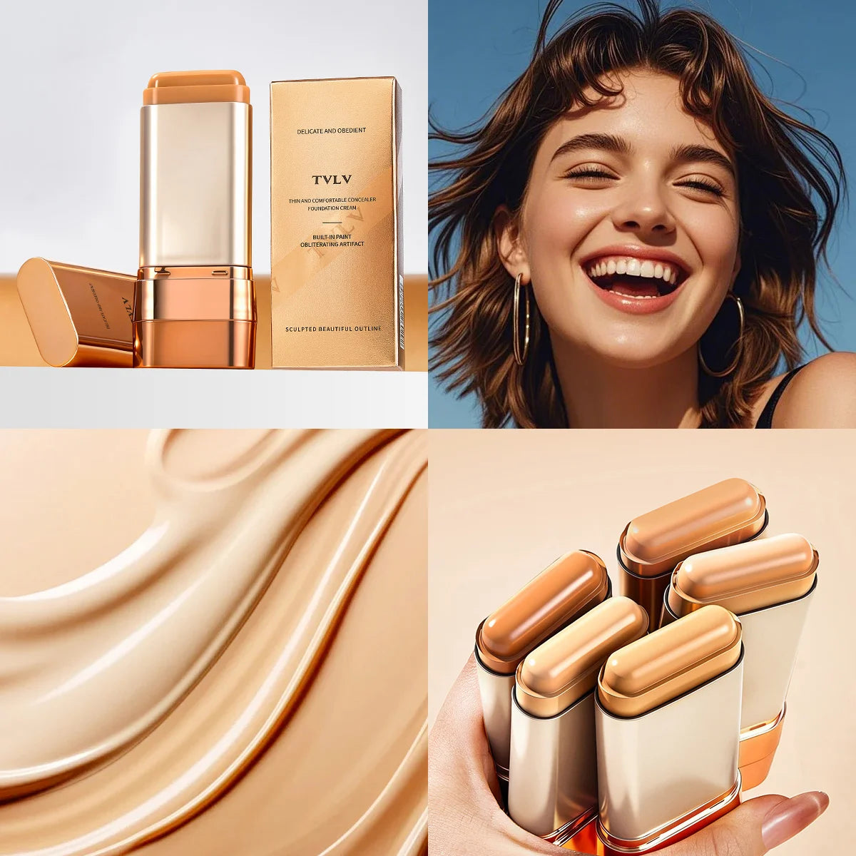 2 Pcs Set Double-End Foundation Stick,Long-Lasting Transfer-Resistant,Long-Wearing Coverage,Creates A Natural Makeup Look