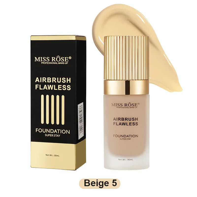 MISS ROSE Long Lasting Foundation Waterproof Sweatproof Natural Makeup Effect Concealer Liquid Base Facial Makeup Daily Cosmetic