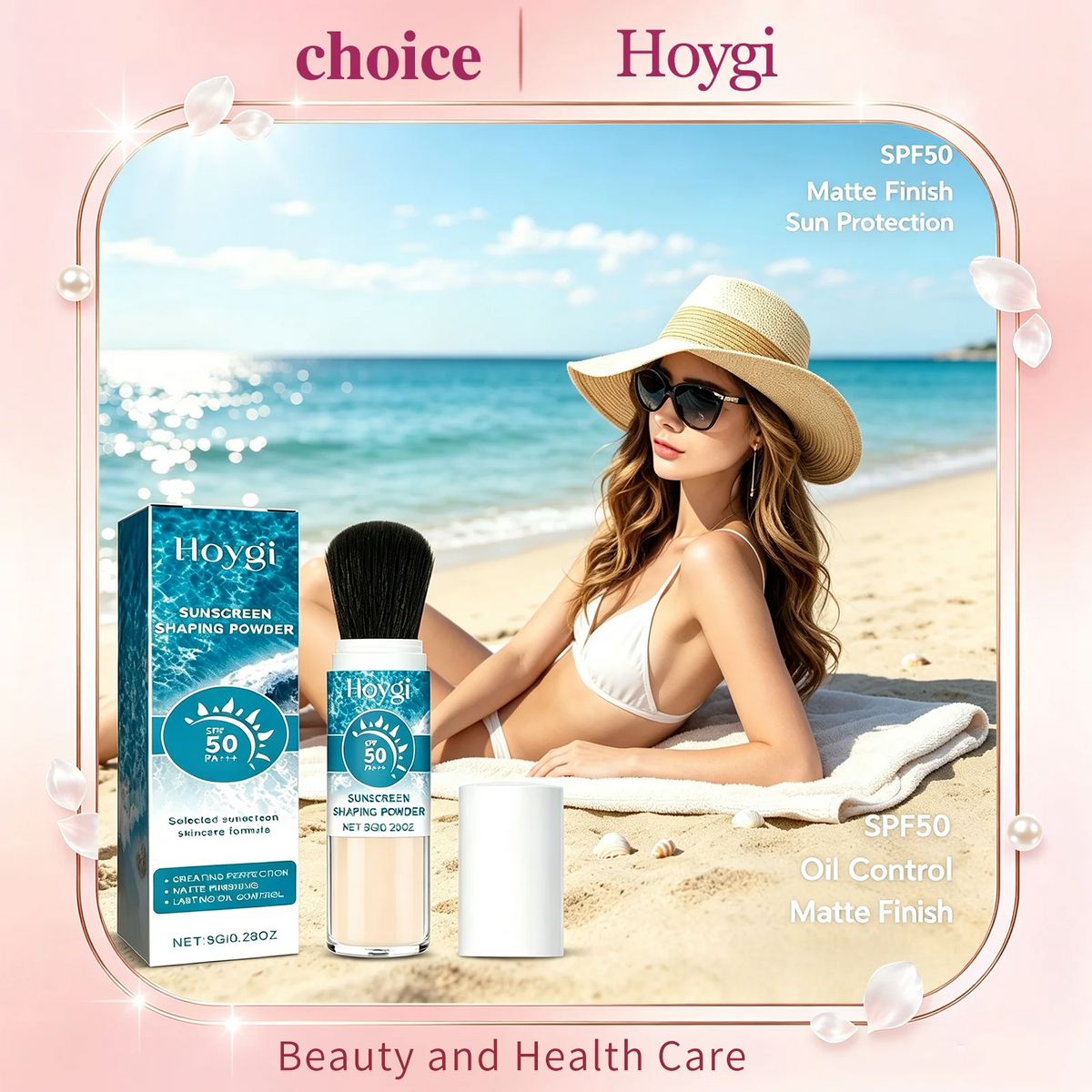 Hoygi SPF50 Mineral Sunscreen Shaping Powder Oil Control Matte Pore?Covering Lightweight Mild Face Makeup Setting Loose Powder