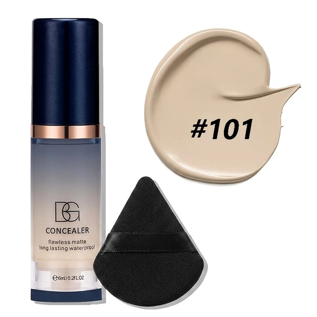 2pcs Travel Concealer Set: Concealer Cream + Special Puff, Lightweight Coverage Non-Caking, Compact Portable