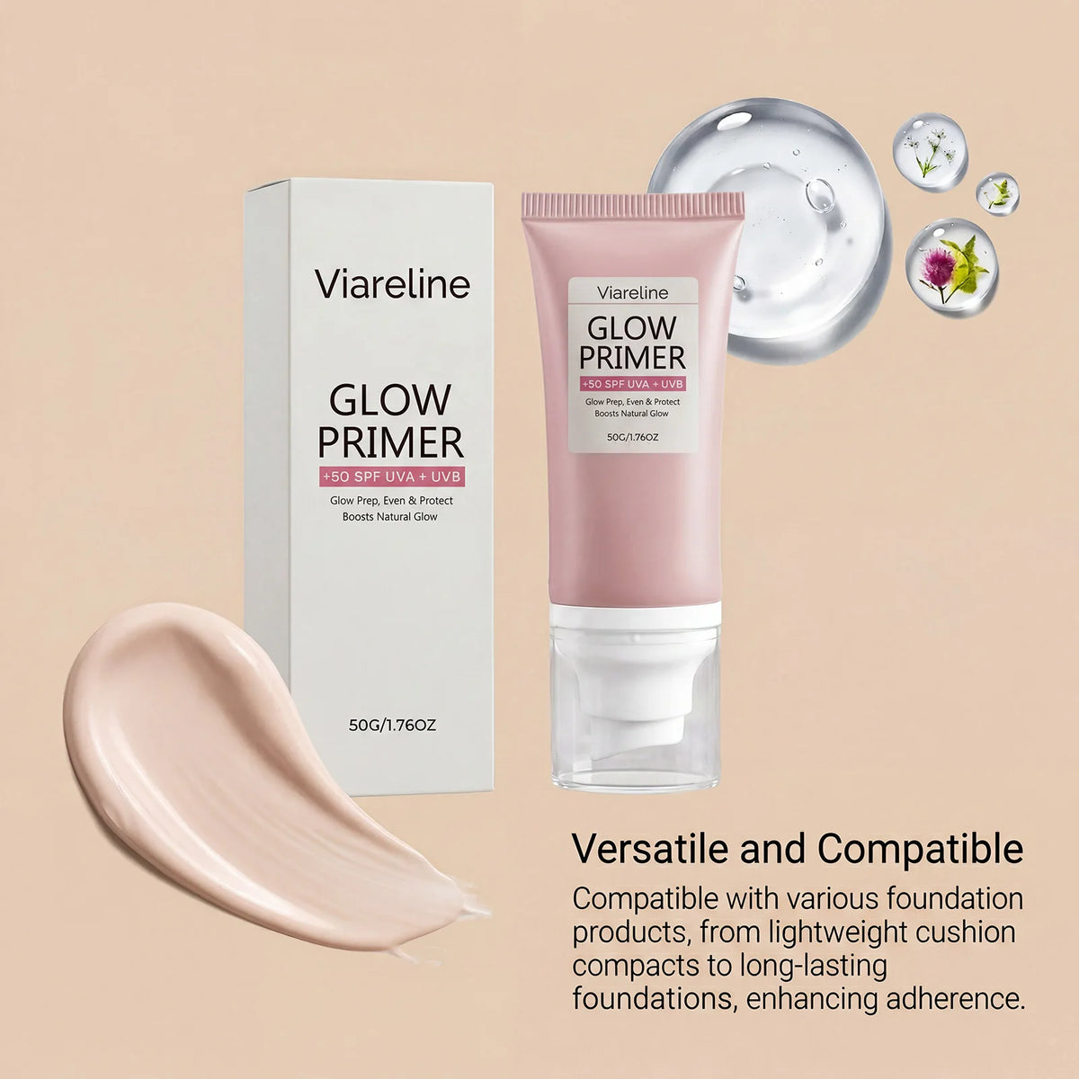 Glow Hydrating Primer 2-In-1 Sunscreen Primer Blur Pores Even Skin Tone Dry Skin Makeup Base Lasting Flawless Pre Makeup Cream