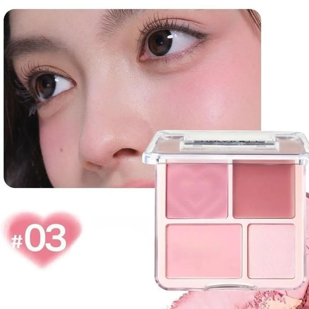 1pcs Korean Style Blush Highlighter Palette Four Color Matte Sculpting Shrinking Expanding Makeup Contouring Powder Compact - AliExpress 66