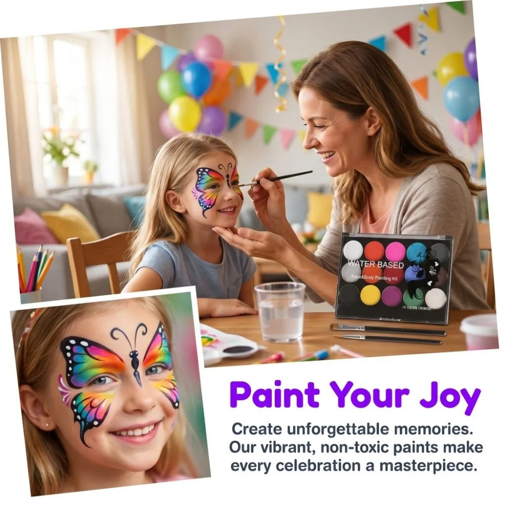 Festival Gift 15 Colors Face Paint Water Based Pearlescent Body Paint Long Lasting Painting Kit Theme Parties
