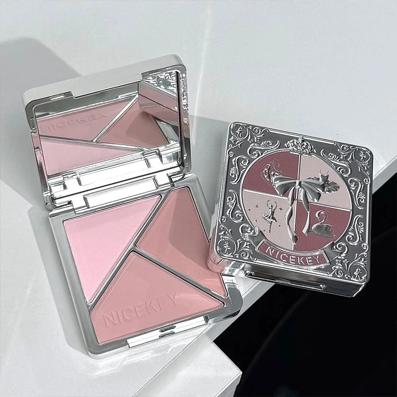NICEKEY Three-color Matte Blusher Palette Natural Cheek Tint Rouge Pink Cream Blush Makeup Contouring Brighten Face Cosmetics - AliExpress 66