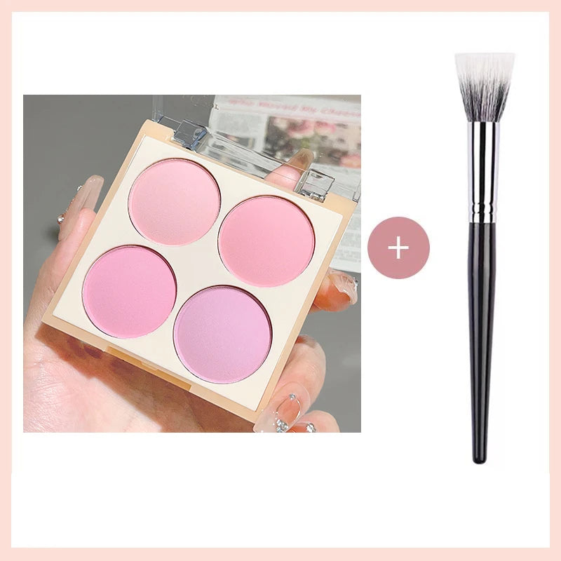 4-color matte blush palette - pinkish purple tones, waterproof, long-lasting natural nude makeup, perfect gift, Korean-style - AliExpress 66