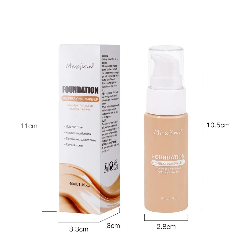 Professional Oil-Control Liquid Face Foundation Waterproof Full Coverage Matte Base Long Lasting Makeup Base