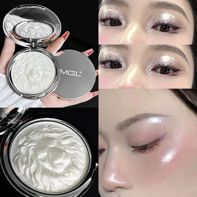 Three-Color Lion Facial Contour Highlighter Powder Makeup Palette Pearl White Shimmer Atmosphere Potato Puree Highlighter Plate - AliExpress 66