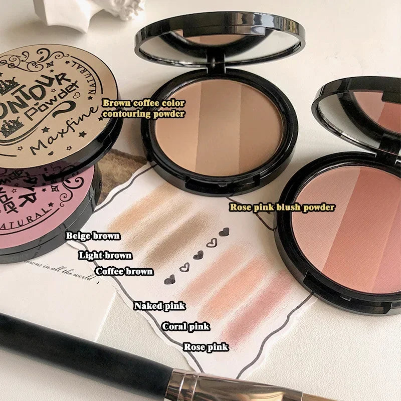 2/3 Color Bronzer Highlighter Palette Face Matte Brown Coffee Contour Shadow Powder Rose Pink Blush Highgloss Illuminator Makeup - AliExpress 66