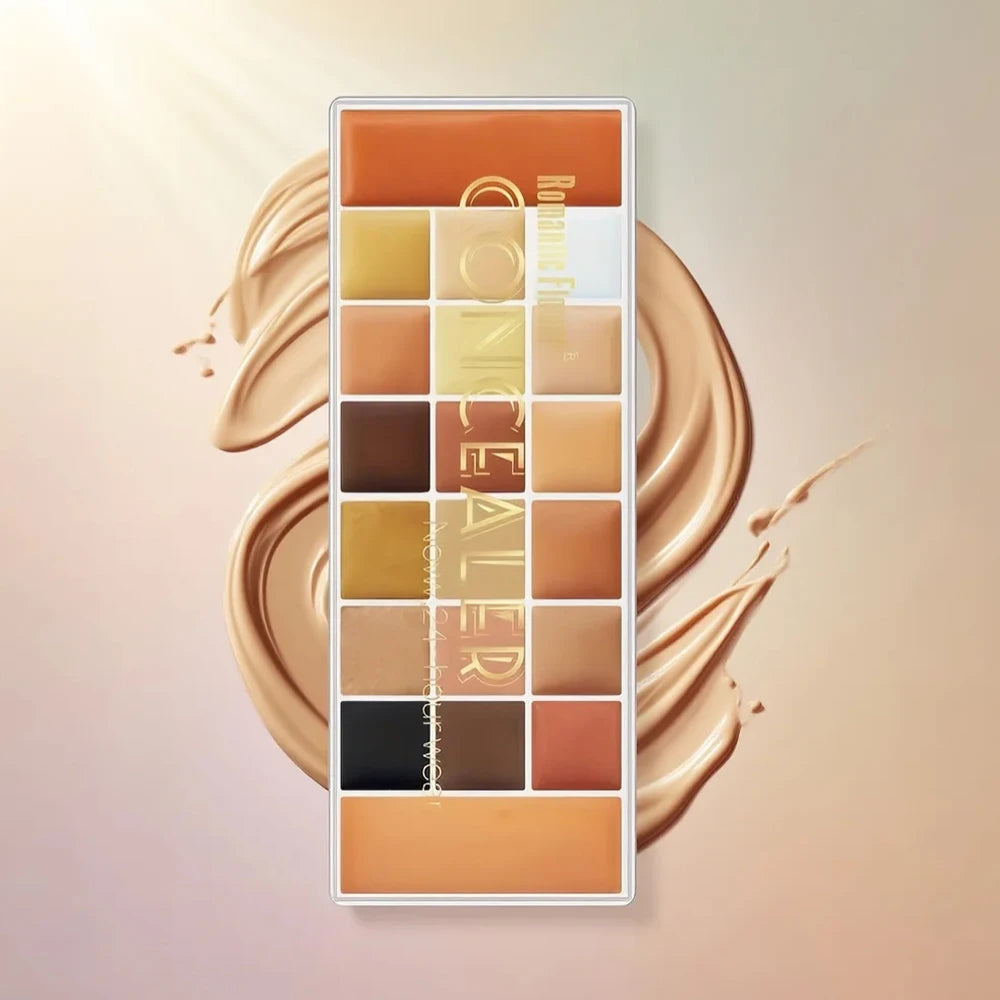 20-Color Concealer Palette with Small Brush Earth Tone Foundation Full Coverage Brightening Water-Resistant Makeup Tray - AliExpress 66