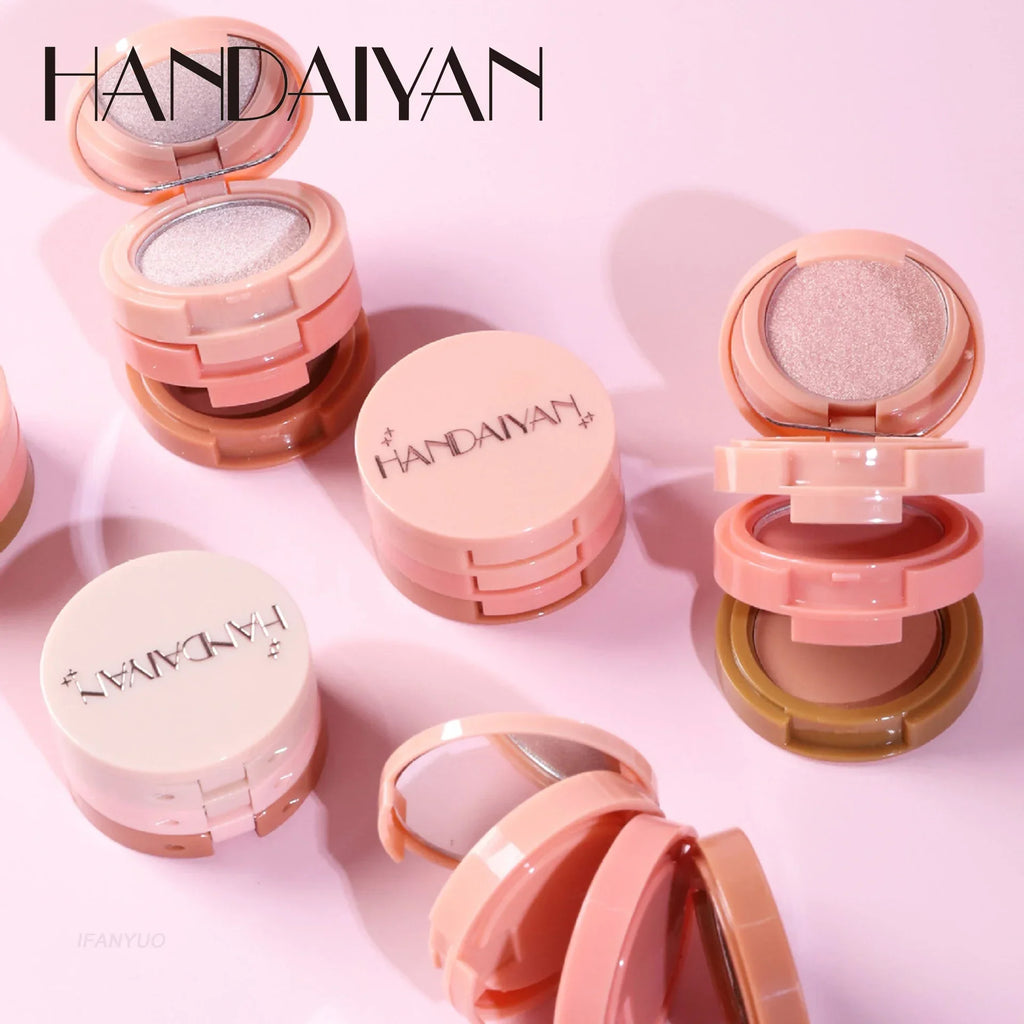 New 3 In 1 Matte Highlighter Contouring Blush Palette Pearly Shiny Eyeshadow Multifunctional Face Makeup Palette Female Cosmetic - AliExpress 66
