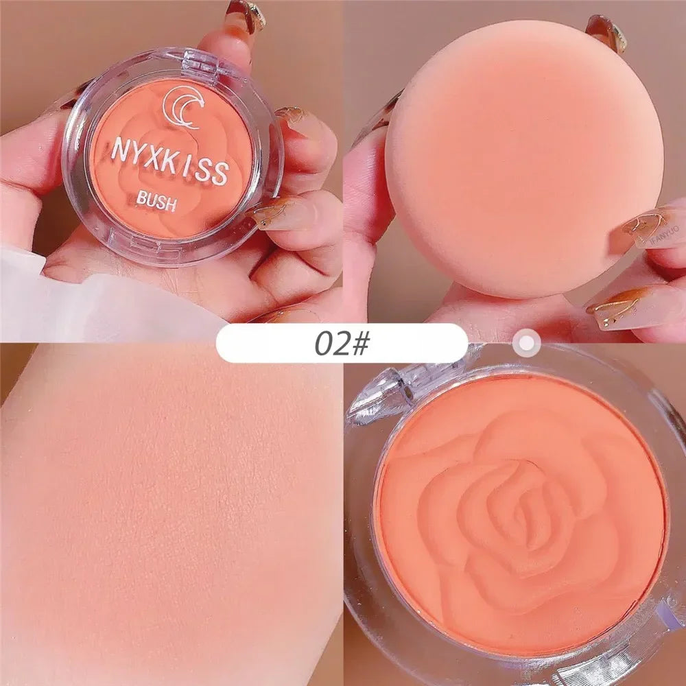 Single Color Matte Embossed Petal Blush Palette Peach Cream Pink Orange Cheek Contour Makeup Rouge for Women Beauty Cosmetics - AliExpress 66