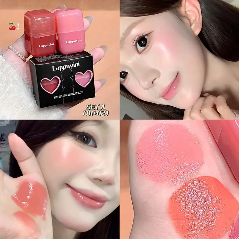 Mini Mirror Moisturizing Monochrome Liquid Blusher Brighten Natural Rouge Face Makeup Peach Blush Liquid Lip & Cheek Dual-use - AliExpress 66
