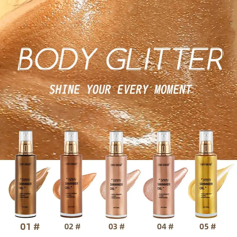 100ml Pearl Rose Gold Shimmer Oil Highlighter For Face Body Glow Bronzer Illuminator Liquid Makeup Shine Brightener - AliExpress 66