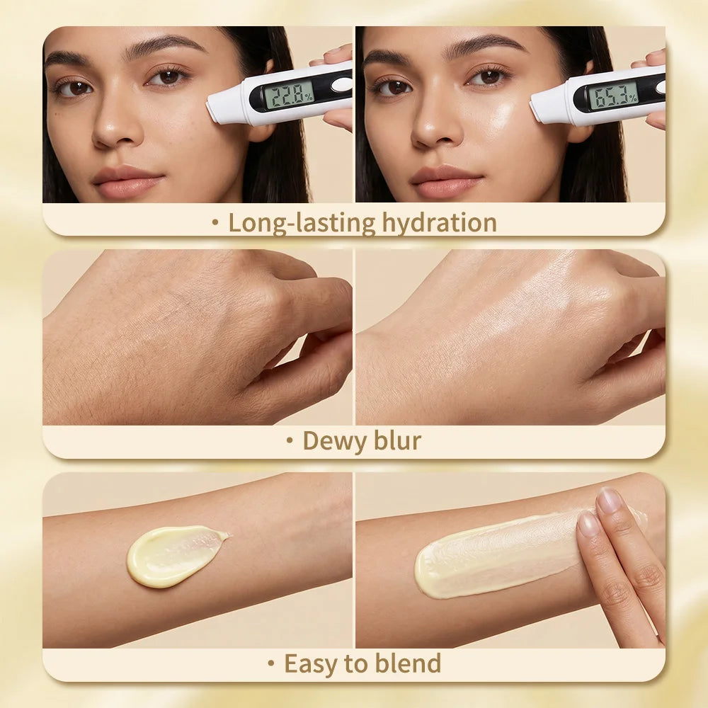 3 IN 1 Melt Touch Primer Buttery Glow Ultra Hydrating Makeup Base Long Lasting Pore Minimizer Smooth Fine Lines Brightening Flaw