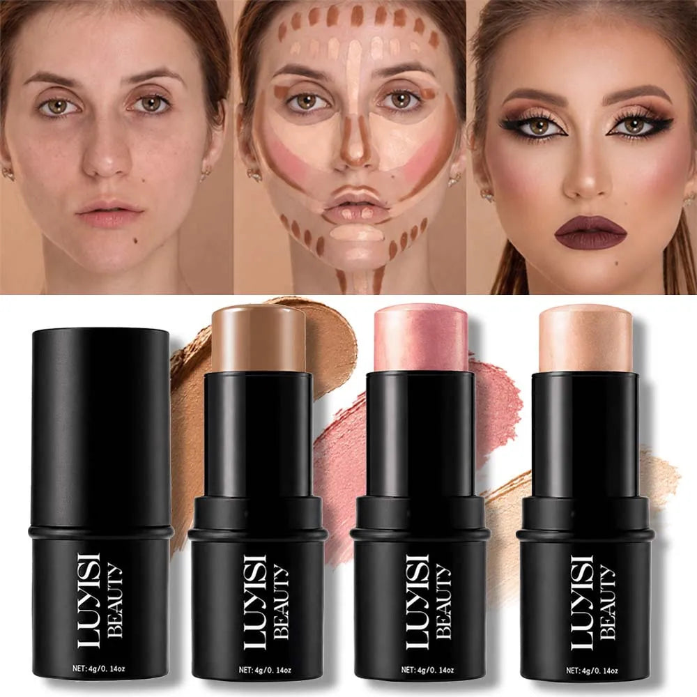 3Pcs Face Makeup Set:Contour&Blusher&Highlighter Stick,Creamy,Blendable Formula,Natural Dewy Glow Finish,Soft And Texture. - AliExpress 66