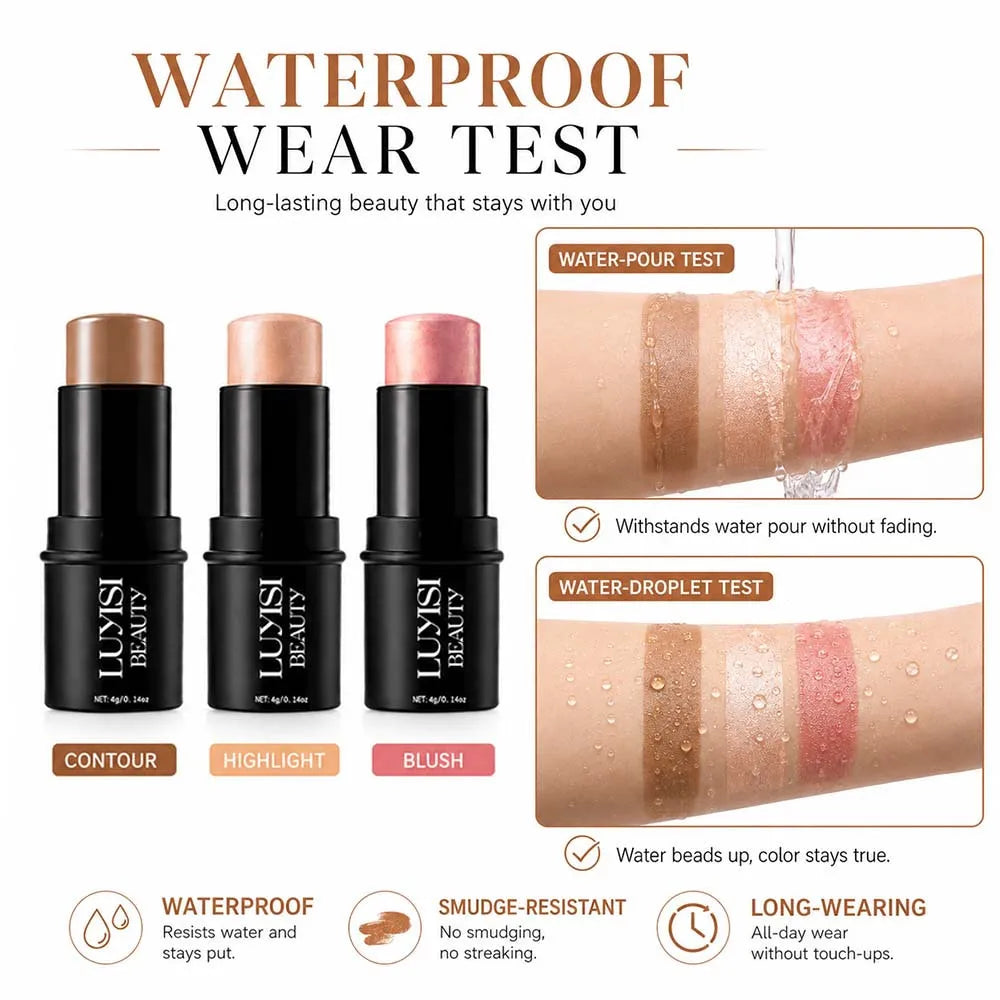 3Pcs Face Makeup Set:Contour&Blusher&Highlighter Stick,Creamy,Blendable Formula,Natural Dewy Glow Finish,Soft And Texture. - AliExpress 66