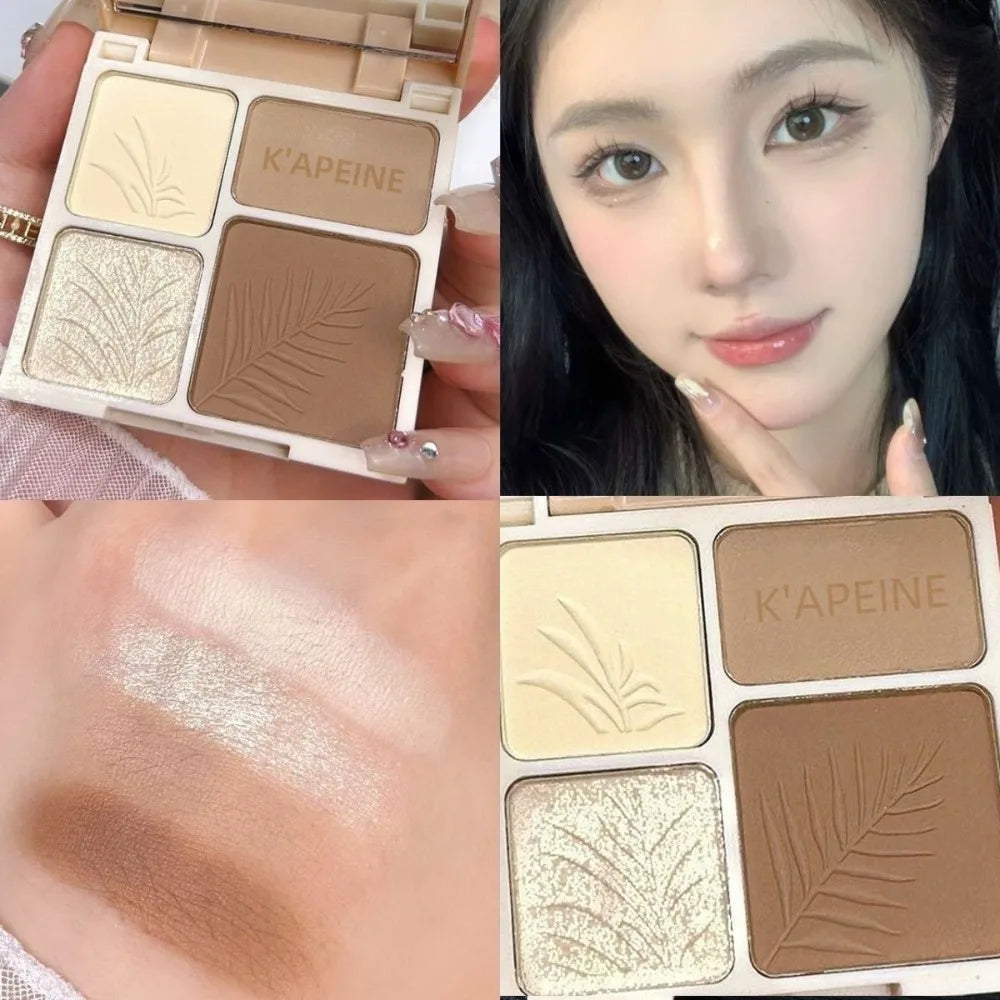 3D Facial Contouring Bronzer Brightening Matte Highlights Palettes 4-colors Eye Shadow Nose Powder Beige Whirlpool Makeup Plate - AliExpress 66