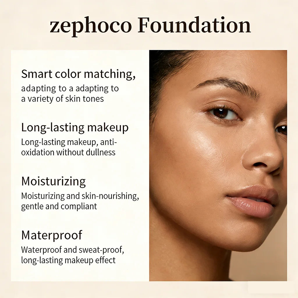 Zephoco Color Changing Foundation - Light Skin Tone Natural Lightweight Smooth Formula Daily Makeup Base Easy to Blend