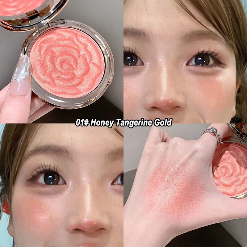 Rose Embossed Blush Palette, 4 Shades High Pigment Blush Powder, Long-lasting Cheek Color Makeup Palette, Portable Blush - AliExpress 66