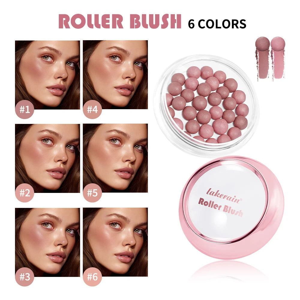 Spherical Roller Blush With Brush Natural Makeup Long Lasting Pearlescent Cosmetics For Women Face Contour Blusher - AliExpress 66