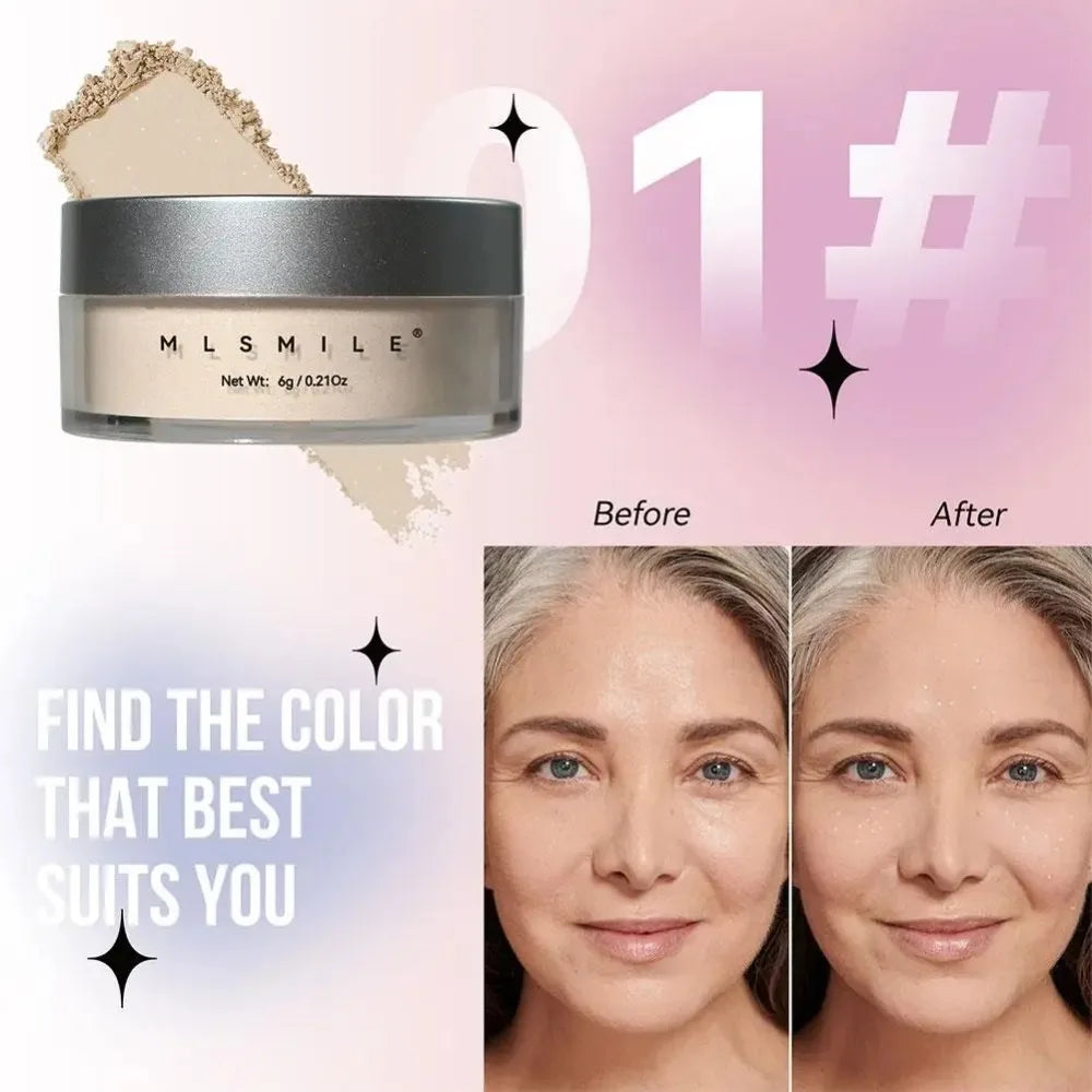 Long Lasting Glitter Setting Powder Pearlescent Natural Finish Face Powder Oil Control Hide Pore Matte Powder Face Makeup