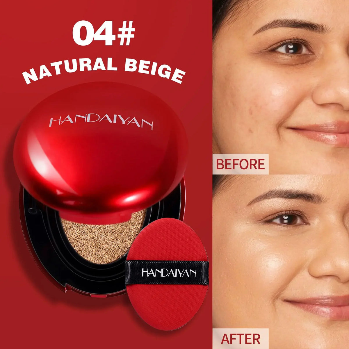 Red Cushion Foundation Semi-Matte Full Coverage Waterproof Long-lasting Concealer Makeup Tone Up Cream Base Covering Foundation - AliExpress 66