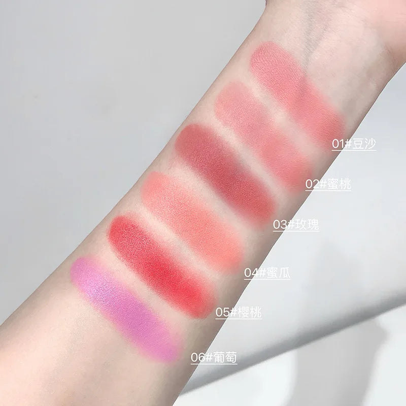 Matte Rose Purple Blush Cream Lip Cheek Multi-Use Lip Mud Lipstick Monochrome Blusher Brightening Face Easy Color Rouge Makeup