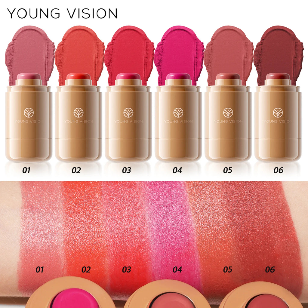 6-Color Pocket Blush with Matte Finish, Natural-Looking, Waterproof Lip and Cheek Dual-Use Creamy Texture Blush Stick - AliExpress 66