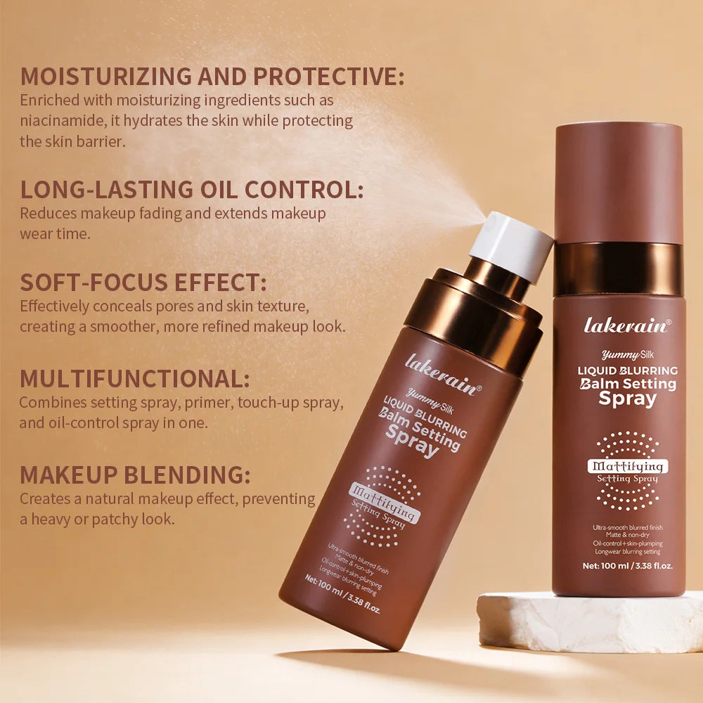 Lakerain Liquid Blurring Balm Setting Spray Long Lasting Moisturizing Repairing Oil Control Matte Blurred Finish Setting Spray - AliExpress 66