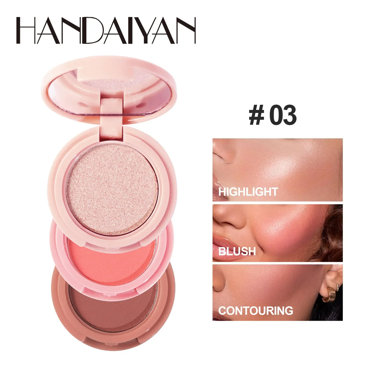 New 3 In 1 Matte Highlighter Contouring Blush Palette Pearly Shiny Eyeshadow Multifunctional Face Makeup Palette Female Cosmetic - AliExpress 66