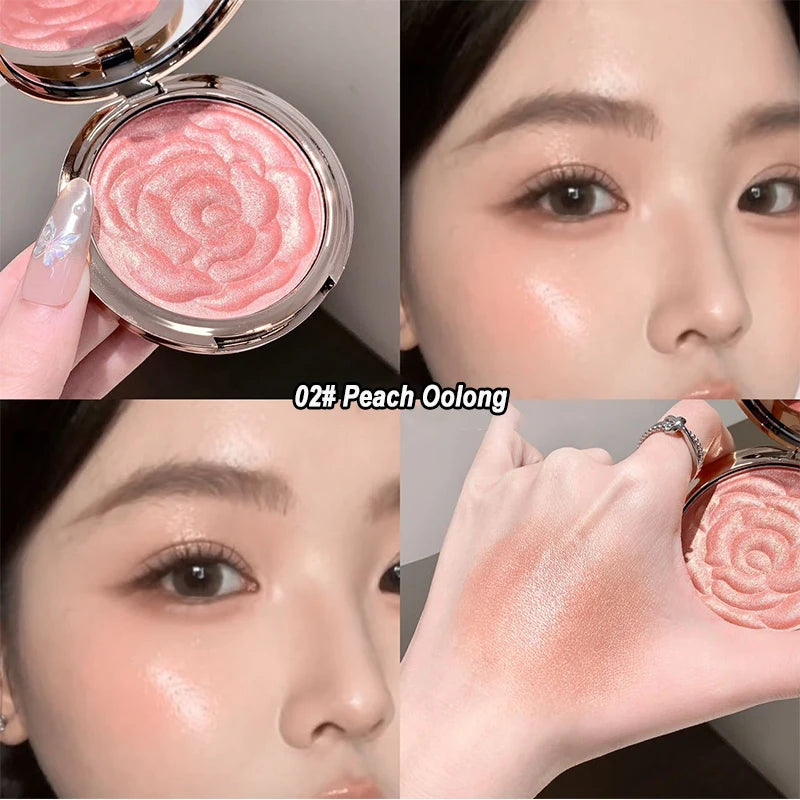 Rose Embossed Blush Palette, 4 Shades High Pigment Blush Powder, Long-lasting Cheek Color Makeup Palette, Portable Blush - AliExpress 66